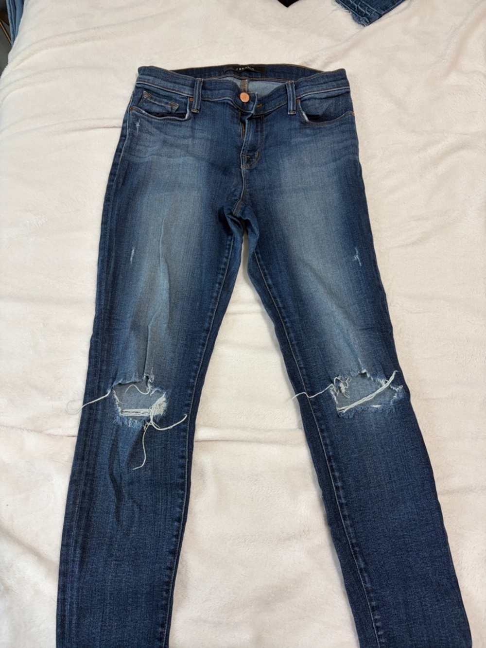 J Brand Dark Blue Ripped Skinny Jeans